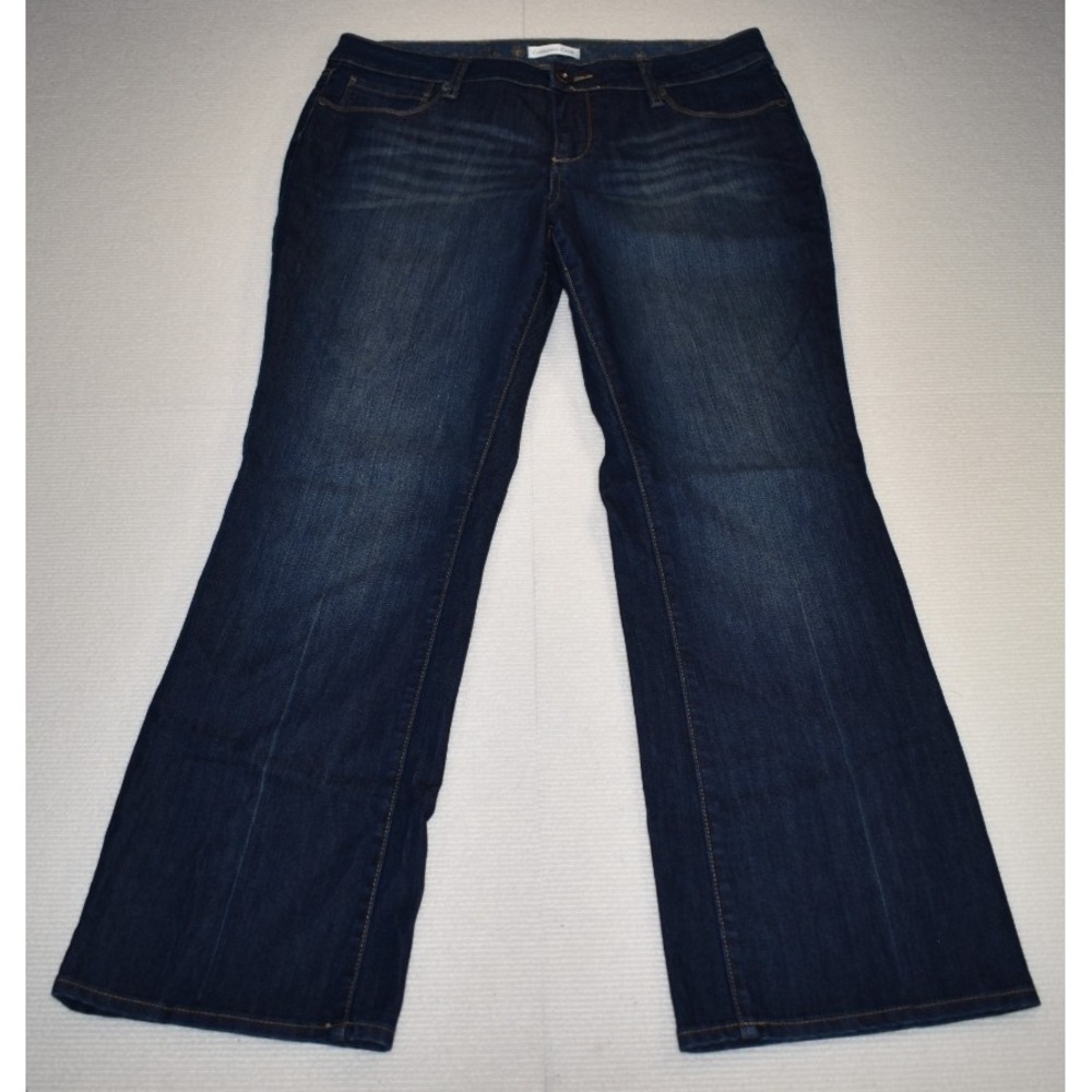 Coldwater Creek Women Bootcut Jeans Size 14 Petite Blue Dark Wash Cotton Stretch